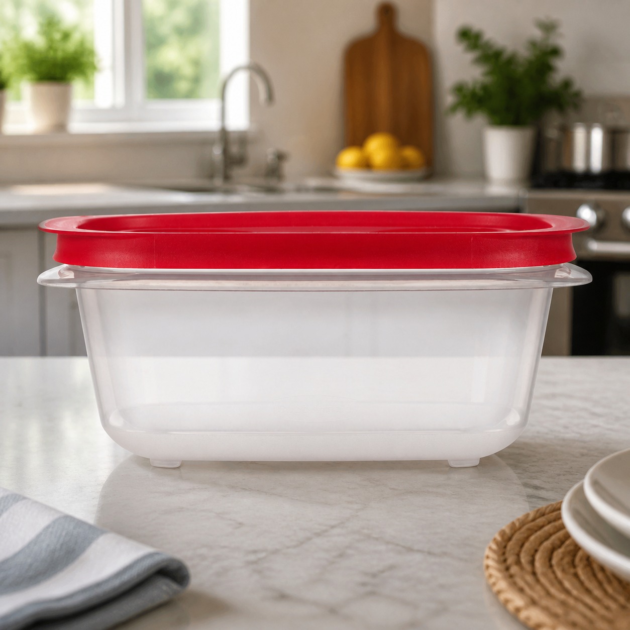 Meal Prep Containers - Red Rectangular Food Storage Container With