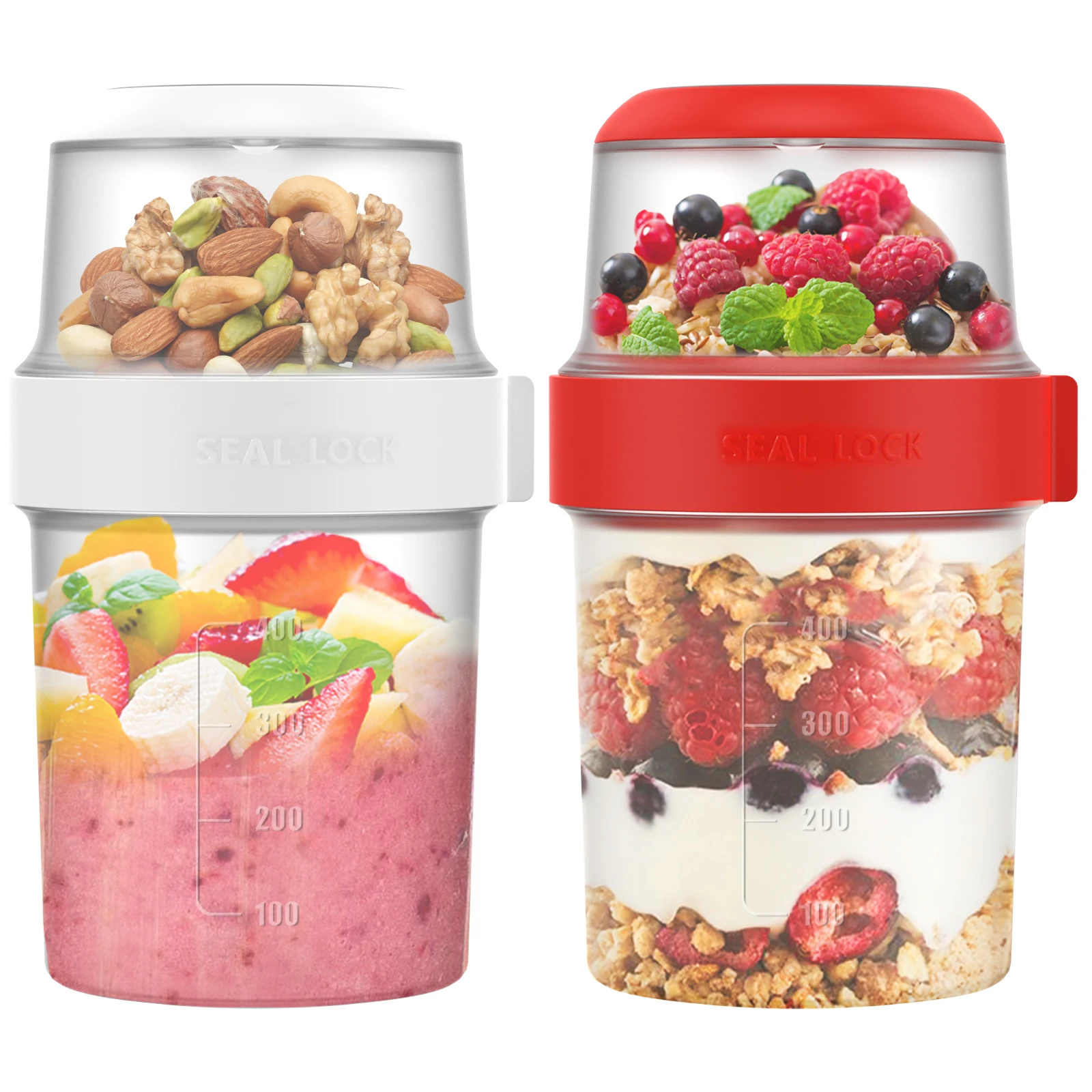 Overnight Oat Jar - 2Pcs Breakfast Cups Reusable Take and
