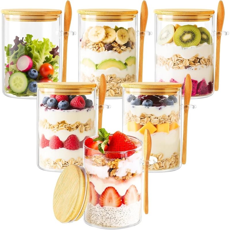 Overnight Oat Jar - AB46-1Set/6Pcs Moisture Resist Overnight Oat Jar