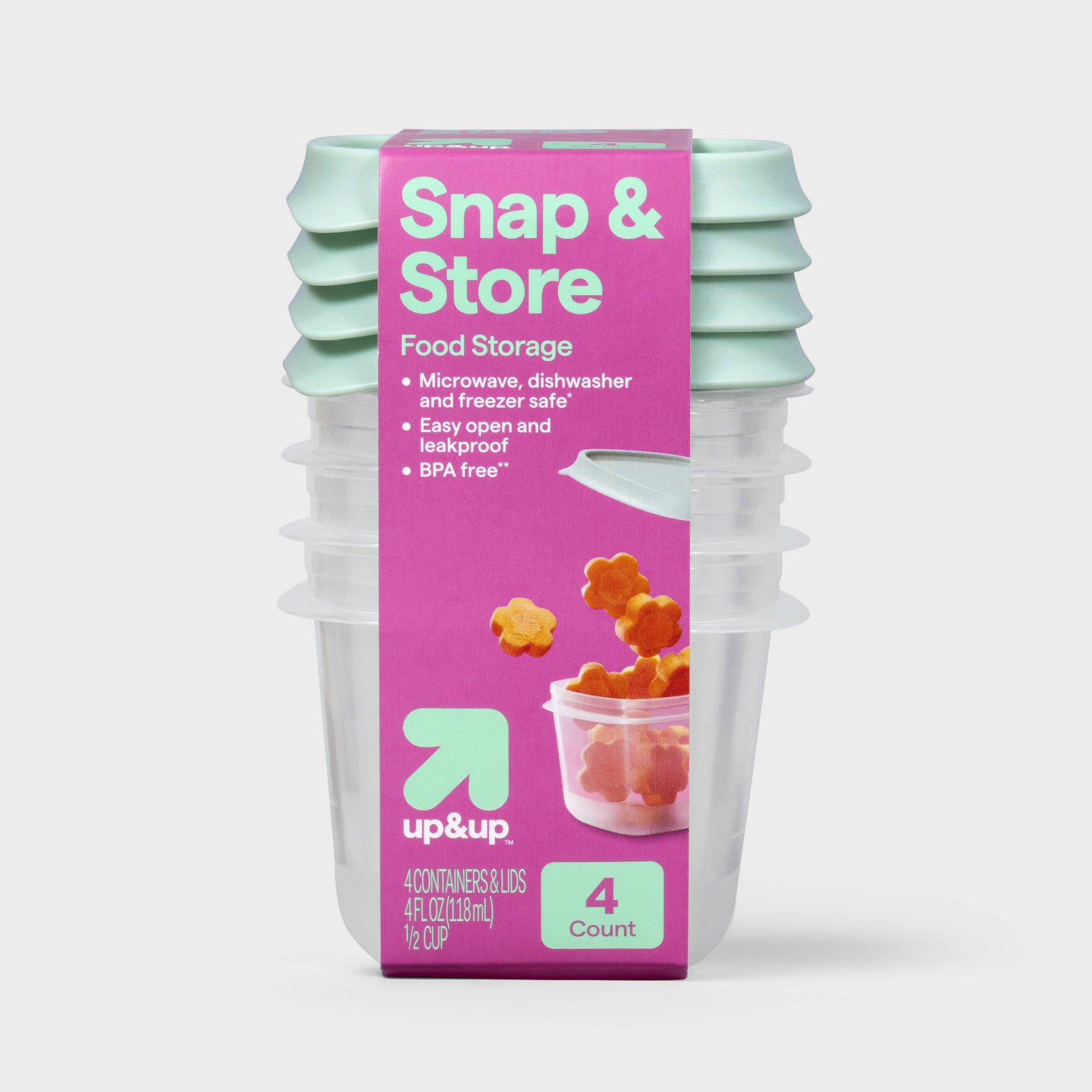 Meal Prep Containers - 4ct Mini Square Half Cup Food