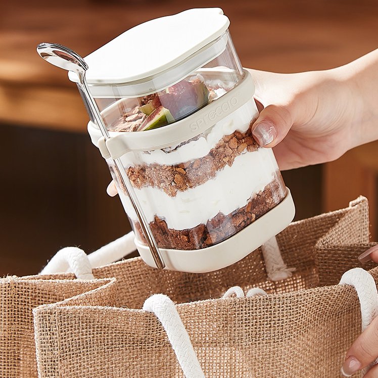 Overnight Oat Jar - Glass Overnight Oats Cup with Spoon