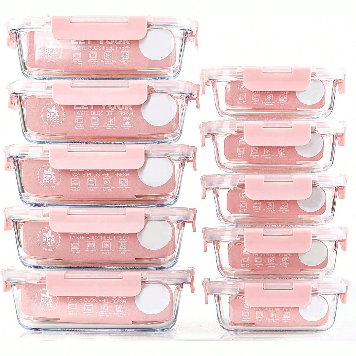 Meal Prep Containers - 10 Pack Glass Meal Prep Containers,