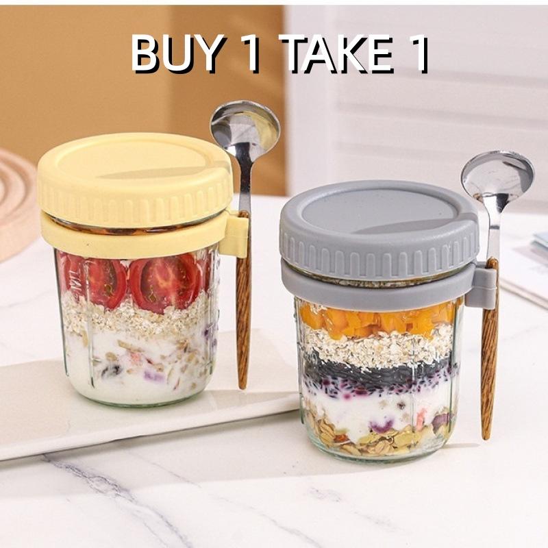 Overnight Oat Jar - 1/2PCS 350ml Reusable Glass Overnight Oats