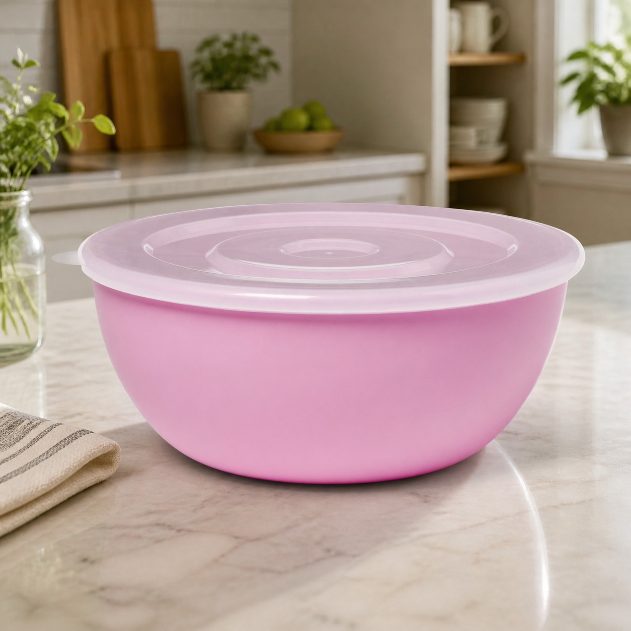 Meal Prep Containers - Pink Bowl With Matching Lid, Durable