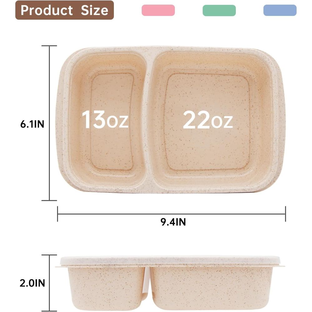 4 Pack Bento Lunch Box, 2 Comp - огляд і ціна Meal Prep Containers