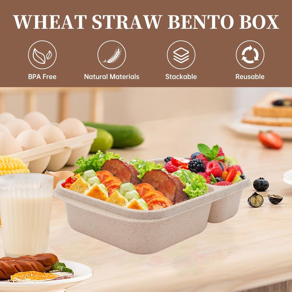 4 Pack Bento Lunch Box, 2 Comp - огляд і ціна Meal Prep Containers