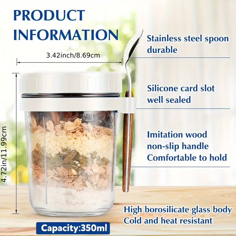 1pc/2pcs Glass Oatmeal Cup, Ov - огляд і ціна Salad Container Jar