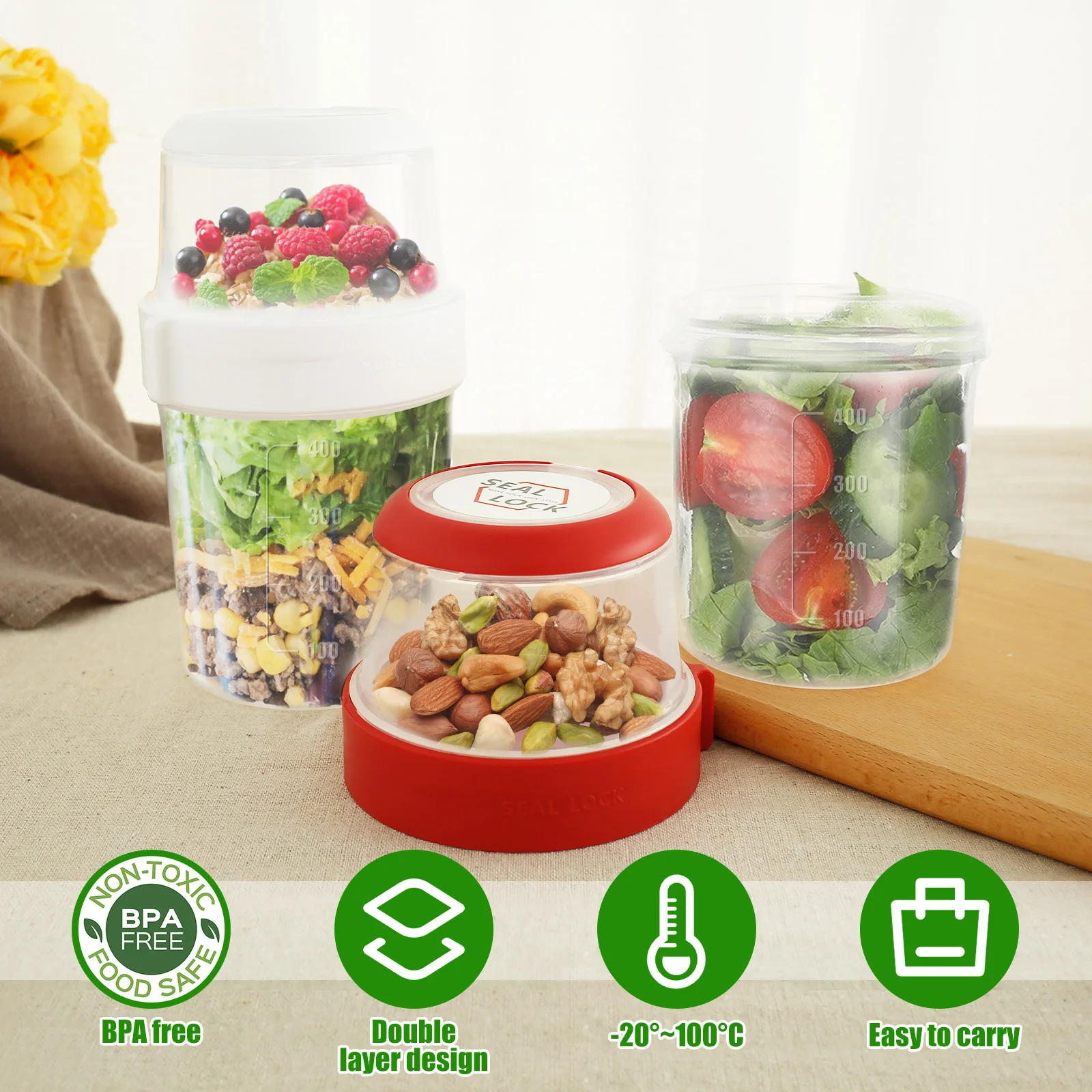 2Pcs Breakfast Cups Reusable T - огляд і ціна Overnight Oat Jar