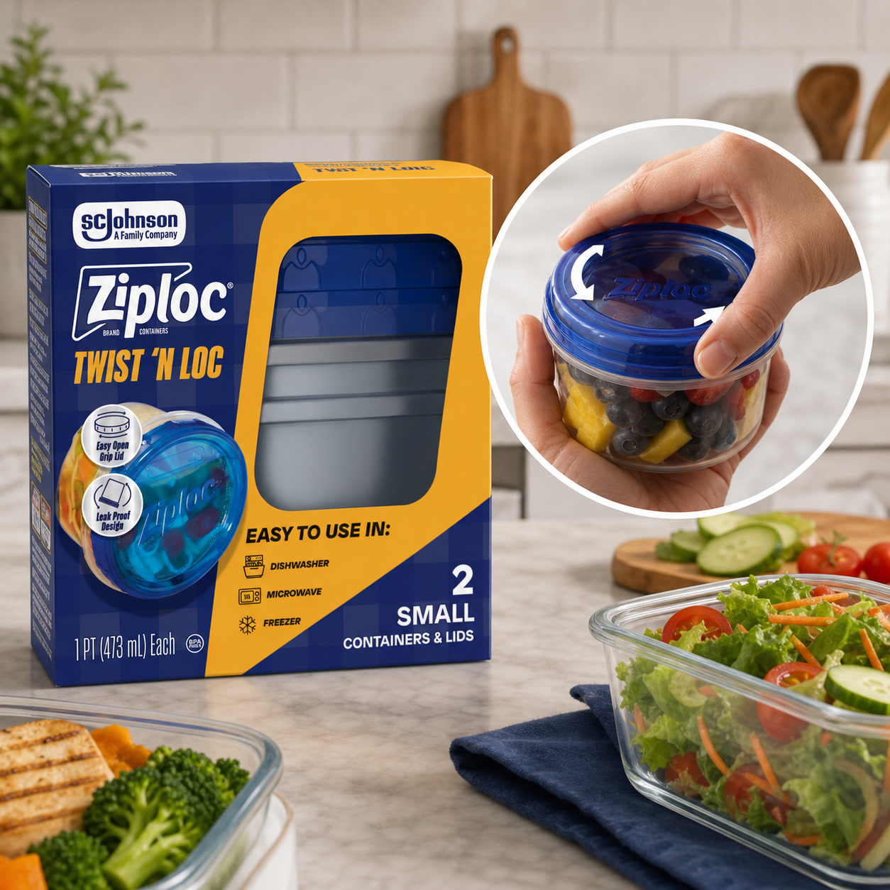 2ct Small Twist Lock Food Stor - огляд і ціна Meal Prep Containers