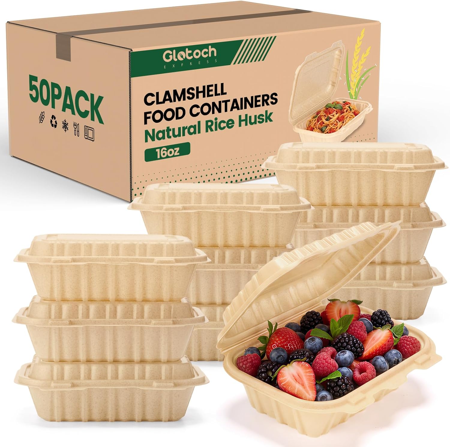 50 Pack 16oz Clamshell Take Ou - огляд і ціна Salad Container Jar