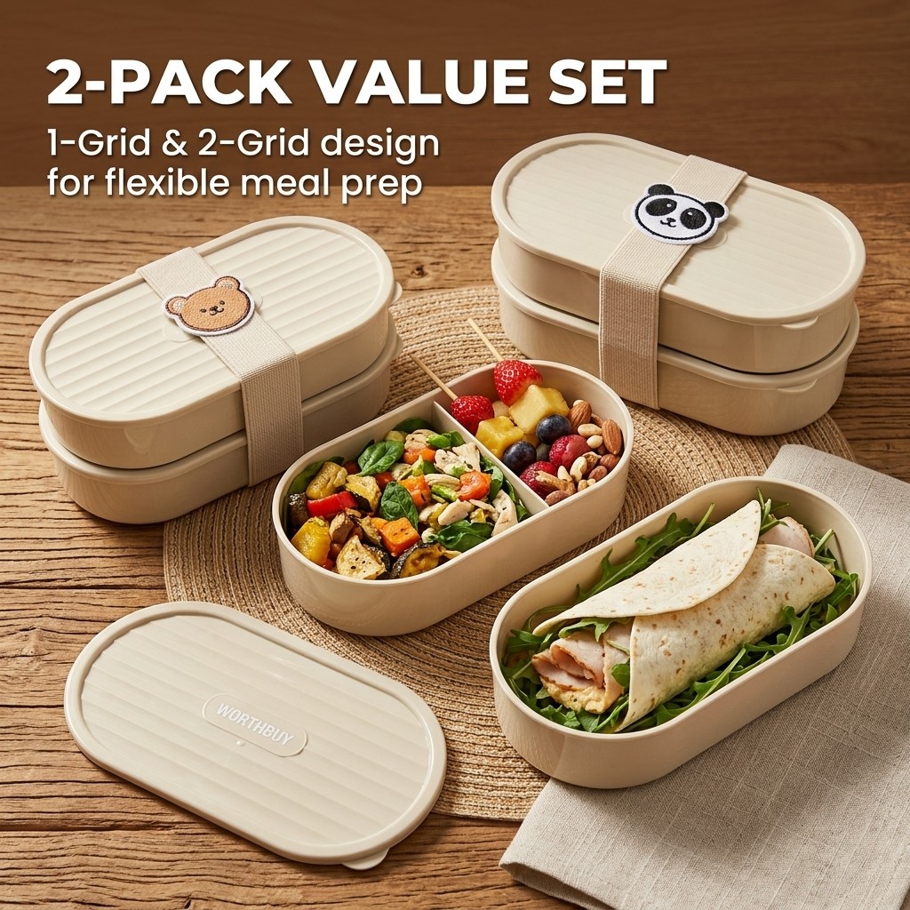 2Pcs/Set Cartoon Kids Bento Bo - огляд і ціна Salad Container Jar
