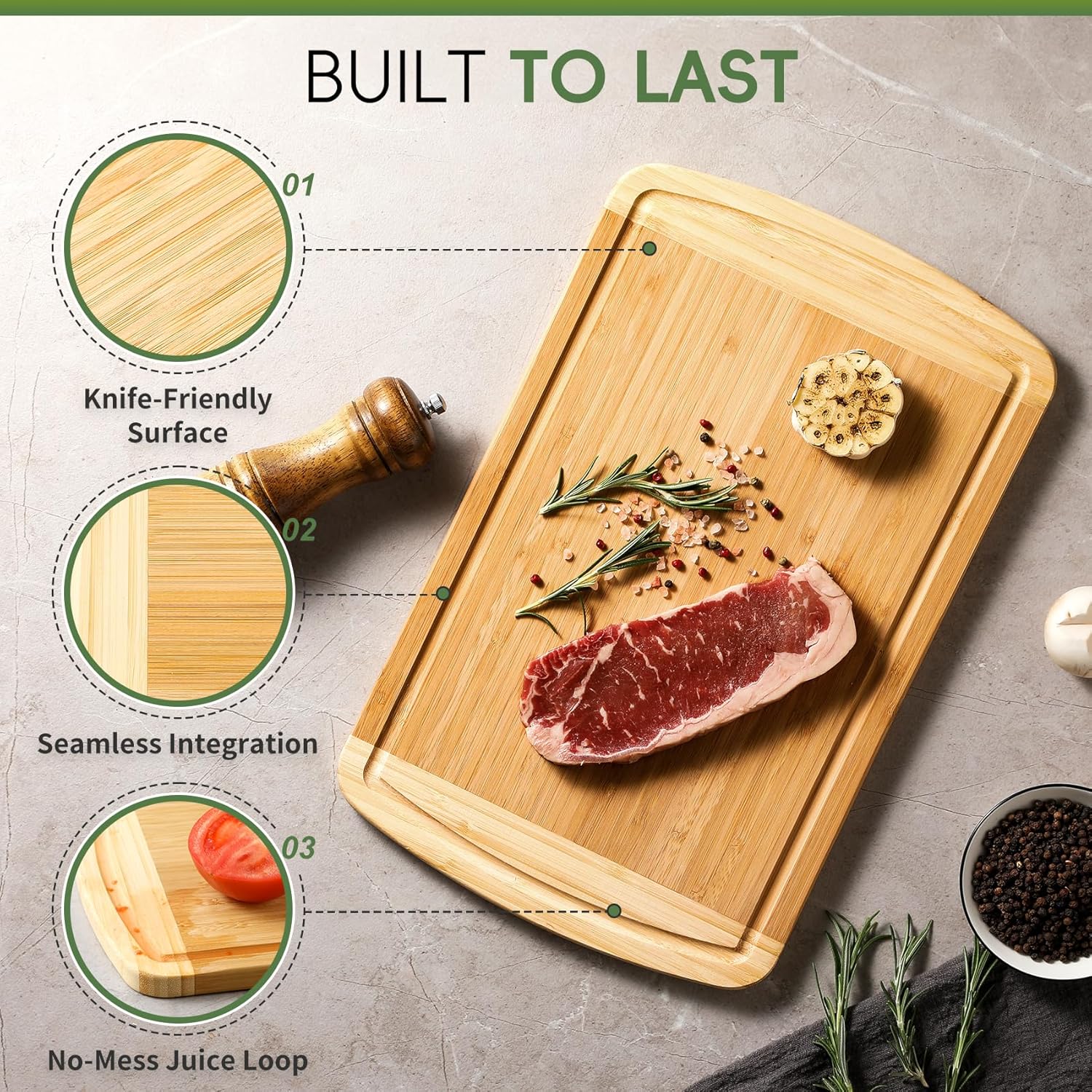 Large Bamboo Cutting Board for - огляд і ціна Meal Prep Juice
