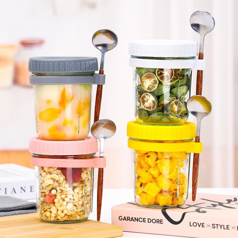 1/2PCS 350ml Reusable Glass Ov - огляд і ціна Overnight Oat Jar