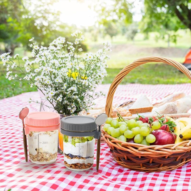 1/2PCS 350ml Reusable Glass Ov - огляд і ціна Overnight Oat Jar