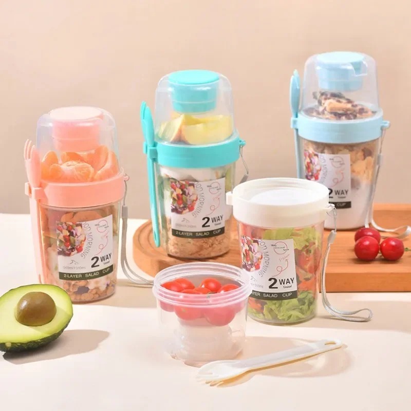 Portable Salad Cup Double Oatm - огляд і ціна Salad Container Jar