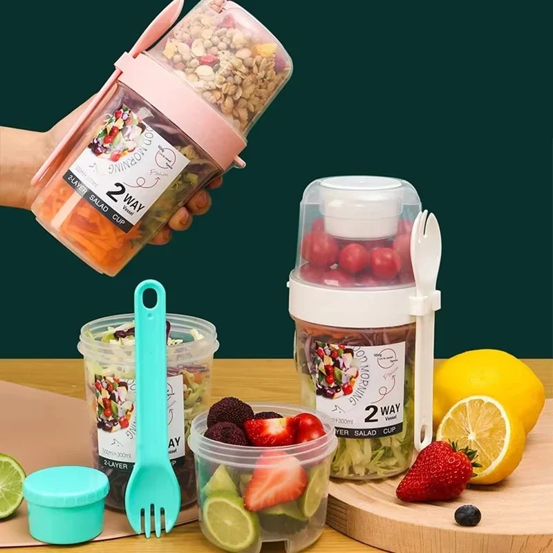 Portable Salad Cup Double Oatm - огляд і ціна Salad Container Jar