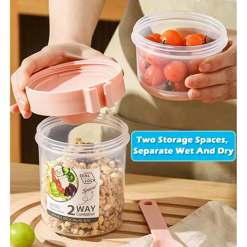 Portable Salad Cup Double Oatm - огляд і ціна Salad Container Jar