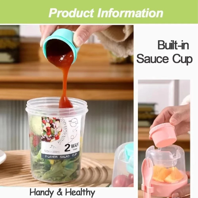 Portable Salad Cup Double Oatm - огляд і ціна Salad Container Jar