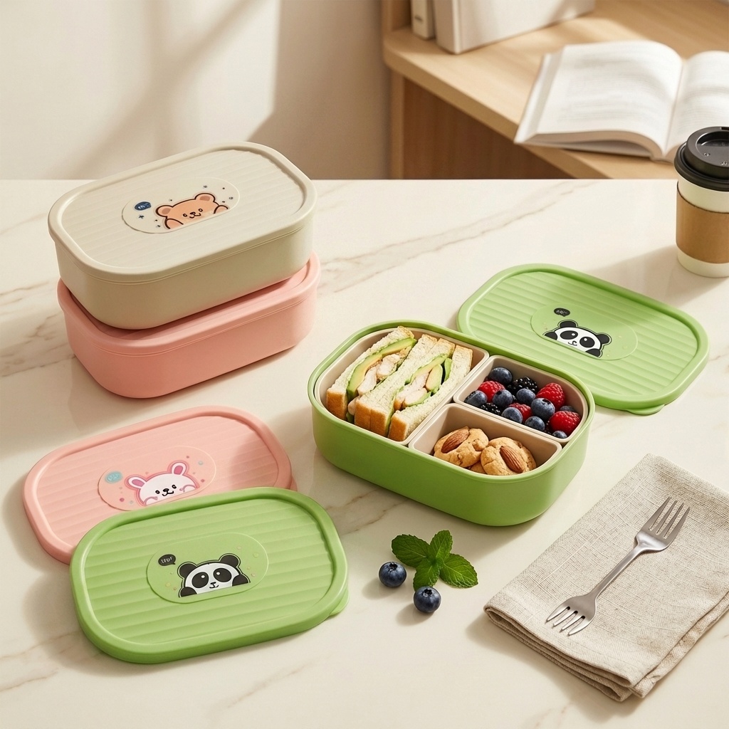 Cute Plastic Divided Lunch Box - огляд і ціна Salad Container Jar