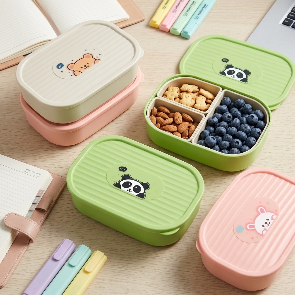 Cute Plastic Divided Lunch Box - огляд і ціна Salad Container Jar